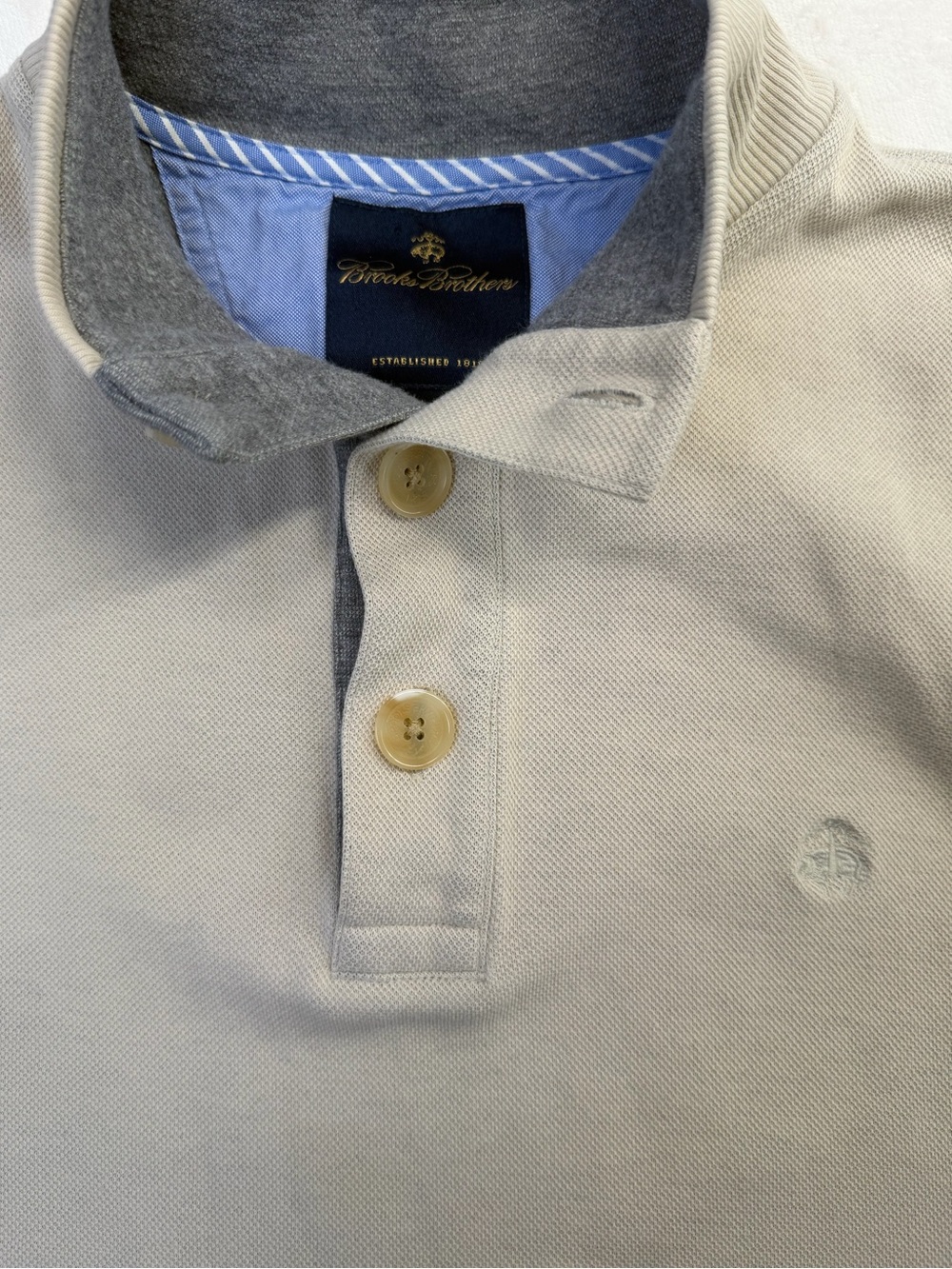 Brooks Brothers Men’s Cotton Pique Quarter Button Pullover Tan Large